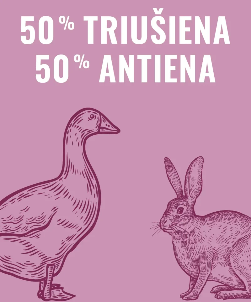 Visavertis triušienos ir antienos žalias ėdalas šunims, 1 kg