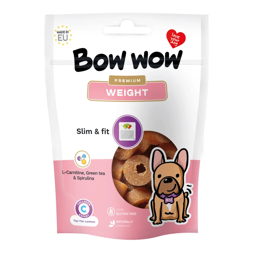 BW824_A Bow Wow Sveikam svoriui: Natūralus skanėstas su L-karnitinu, žaliąja arbata ir spirulina 60 g