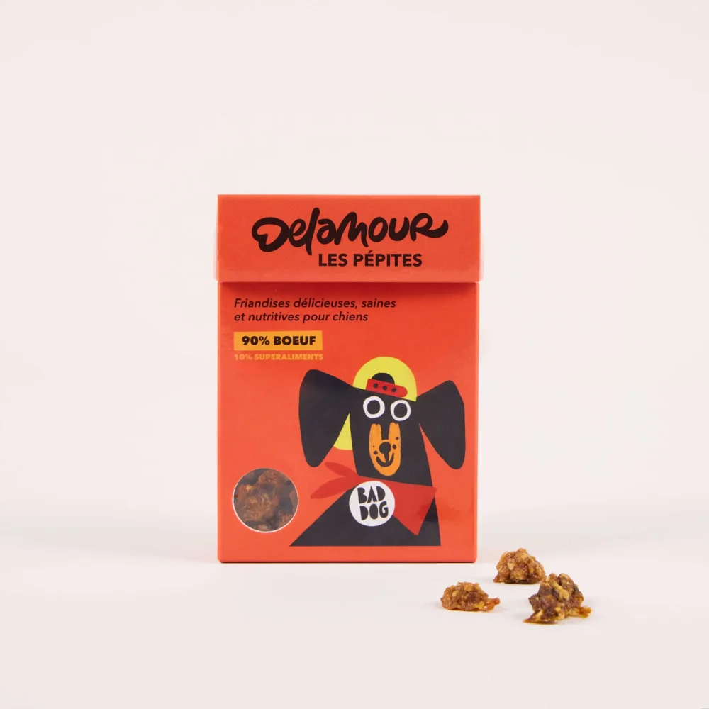 Les Pépites BEEF natūralūs skanėstai su avietėmis ir špinatais, 75 g